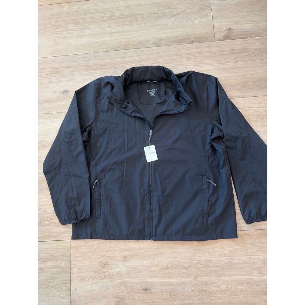Trimark Toba Packable Jacket Mens 3XL‎ Black Windbreaker Full Zip New With Tags